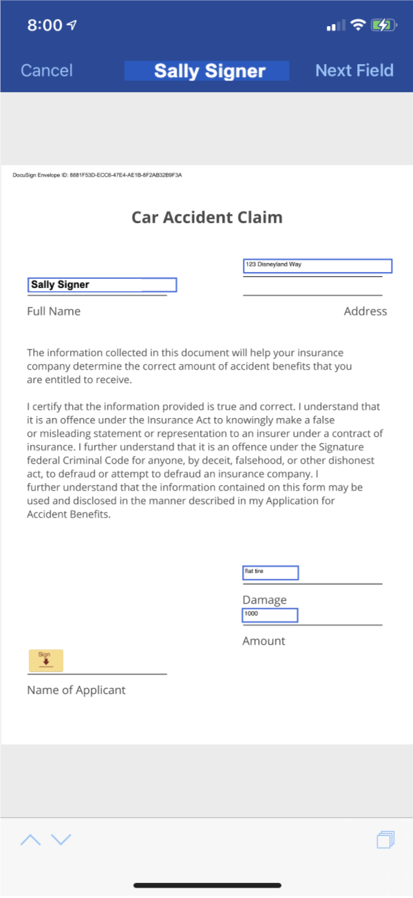 Envelope for Offline Signing (Template) iOS SDK DocuSign