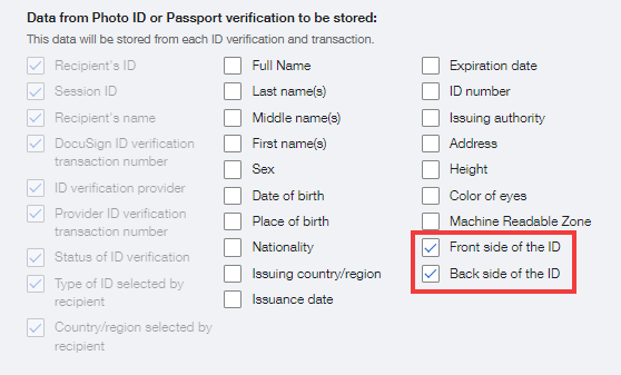 Enabling ID Evidence storage | DocuSign